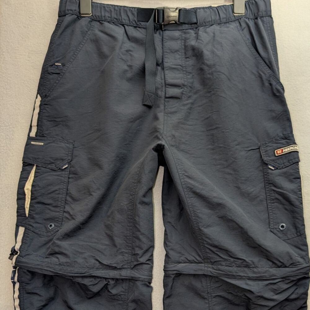 Abercrombie & Fitch Nylon Convertible Cargo Pants to Shorts XL Mens Navy Vtg